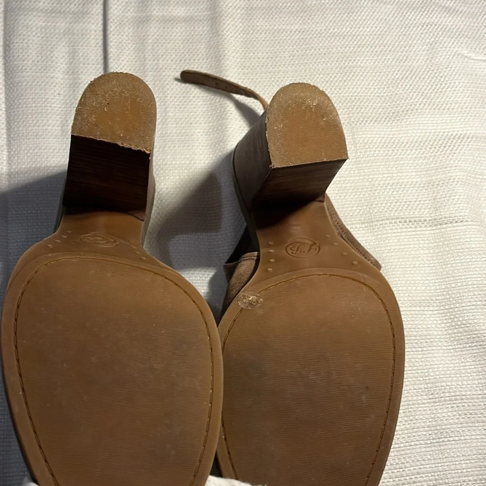 2/$30 Women's Lucky Brand Lisza Ankle Boots Booties Shoes Size 9.5 Brown Leather